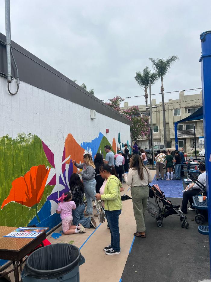 Finished mural section with flowers